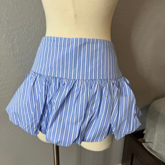 Outcast Kiole Mini Skirt Blue Stripes, M - Picture 2 of 5
